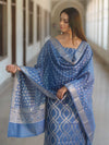 Banarasee Cotton Silk Zari Work Salwar Kameez Fabric With Dupatta-Pastel Blue