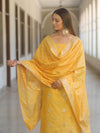 Banarasee Cotton Silk Zari Work Salwar Kameez Fabric With Dupatta-Yellow