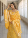 Banarasee Cotton Silk Zari Work Salwar Kameez Fabric With Dupatta-Yellow