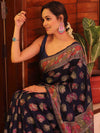 Banarasee Faux Georgette Saree With Resham Work-Blue