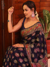 Banarasee Faux Georgette Saree With Resham Work-Blue