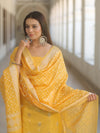 Banarasee Cotton Silk Zari Work Salwar Kameez Fabric With Dupatta-Yellow
