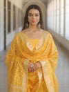 Banarasee Cotton Silk Zari Work Salwar Kameez Fabric With Dupatta-Yellow