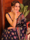 Banarasee Faux Georgette Saree With Resham Work-Blue
