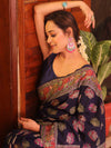 Banarasee Faux Georgette Saree With Resham Work-Blue