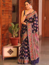 Banarasee Faux Georgette Saree With Resham Work-Blue