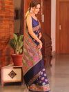 Banarasee Faux Georgette Saree With Resham Work-Blue