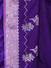 Banarasee Handloom Semi Silk Saree With Zari Design & Contrast Border-Violet