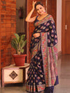 Banarasee Faux Georgette Saree With Resham Work-Blue