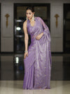 Banarasee Handwoven Dual Shaded Chiffon Saree With Aari Motifs-Lavender