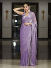 Banarasee Handwoven Dual Shaded Chiffon Saree With Aari Motifs-Lavender