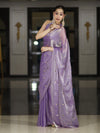 Banarasee Handwoven Dual Shaded Chiffon Saree With Aari Motifs-Lavender