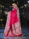 Banarasee Handloom Mashru Silk Saree With Buti Design Meenadar Border & Pallu-Fuchsia Pink