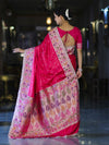Banarasee Handloom Mashru Silk Saree With Buti Design Meenadar Border & Pallu-Fuchsia Pink