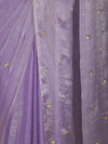 Banarasee Handwoven Dual Shaded Chiffon Saree With Aari Motifs-Lavender
