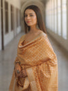 Banarasee Cotton Silk Zari Work Salwar Kameez Fabric With Dupatta-Light Brown