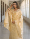 Banarasee Cotton Silk Zari Work Salwar Kameez Fabric With Dupatta-Light Yellow