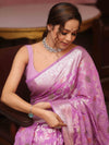 Banarasee Faux Georgette Saree With Gold Zari & Resham Jaal Work-Lavender