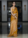 Banarasee Handloom Pure Chiffon Saree With Resham Work-Mustard Yellow