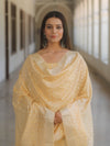 Banarasee Cotton Silk Zari Work Salwar Kameez Fabric With Dupatta-Light Yellow