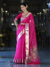 Banarasee Handloom Tissue Saree With Zari Buti Design & Border-Pink