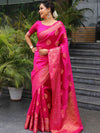 Banarasee Handloom Pure Chiniya Silk Saree With Zari Work-Pink