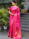 Banarasee Handloom Pure Chiniya Silk Saree With Zari Work-Pink