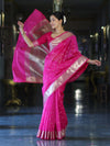 Banarasee Handloom Tissue Saree With Zari Buti Design & Border-Pink