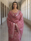 Banarasee Cotton Silk Zari Work Salwar Kameez Fabric With Dupatta-Onion Pink
