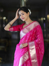Banarasee Handloom Tissue Saree With Zari Buti Design & Border-Pink