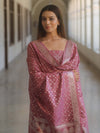 Banarasee Cotton Silk Zari Work Salwar Kameez Fabric With Dupatta-Onion Pink