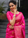 Banarasee Handloom Pure Chiniya Silk Saree With Zari Work-Pink