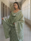 Banarasee Cotton Silk Zari Work Salwar Kameez Fabric With Dupatta-Pastel Green
