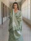 Banarasee Cotton Silk Zari Work Salwar Kameez Fabric With Dupatta-Pastel Green