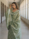Banarasee Cotton Silk Zari Work Salwar Kameez Fabric With Dupatta-Pastel Green