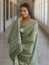 Banarasee Cotton Silk Zari Work Salwar Kameez Fabric With Dupatta-Pastel Green