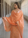 Banarasee Cotton Silk Zari Work Salwar Kameez Fabric With Dupatta-Peach