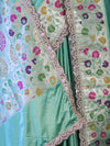 Banarasee Handloom Mashru Silk Saree With Buti Design Meenadar Border & Pallu-Aqua Green