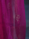 Banarasee Handwoven Tissue Saree With Swarovski Work Zari Border & Lace-Magenta