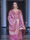 Banarasee Zari Work Semi Katan Salwar Kameez Fabric With Dupatta-Salmon Pink
