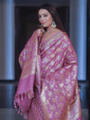 Banarasee Zari Work Semi Katan Salwar Kameez Fabric With Dupatta-Salmon Pink