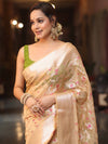 Banarasee Faux Georgette Saree With Gold Zari & Resham Jaal Work-Gold