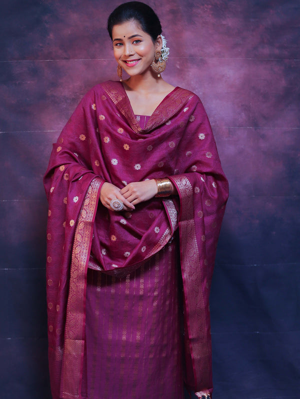 Banarasi Cotton Silk Dress Material Woven Salwar Kameez Dupatta Suit S –  Banarasi Vastra