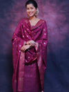 Banarasee Cotton Silk Salwar Kameez Fabric With Zari Work-Purple