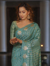 Banarasee Handwoven Semi Silk Saree With Zari Design-Pastel Green