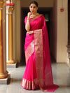 Banarasee Organza Mix Saree With Zari Border-Pink