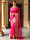 Banarasee Organza Mix Saree With Zari Border-Pink