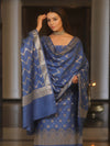 Banarasee Art Silk Zari Design Salwar Kameez With Dupatta Set-Cobalt Blue