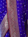 Banarasee Handloom Semi Katan Saree With Zari Buti Design & Contrast Border-Violet & Maroon