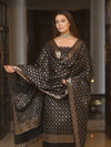 Banarasee Semi-Silk Zari Design Salwar Kameez Fabric With Dupatta Set-Black